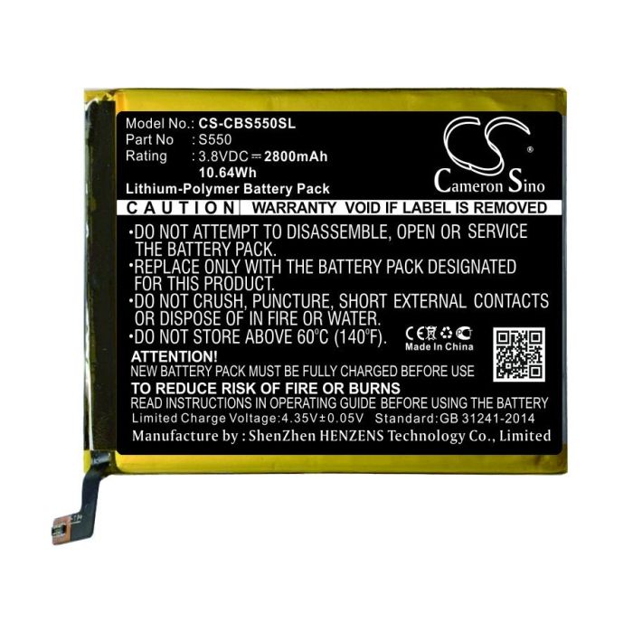 Cubot älypuhelinten S550 yhteensopiva akku 2800mAh