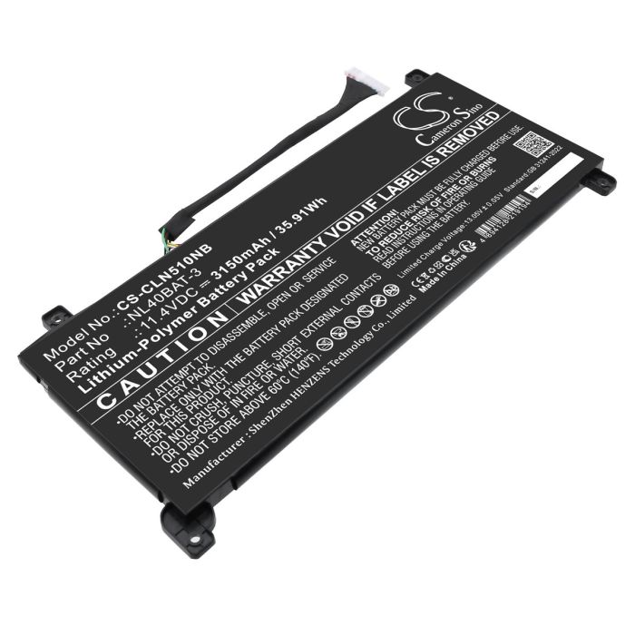 Clevo kannettavan tietokoneen NL40MU, NL40PU yhteensopiva akku 3150mAh