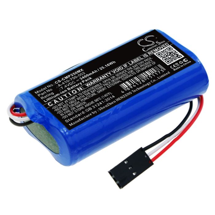 COSMED lääketieteellisen laitteen Pony FX NTA2531 yhteensopiva akku 3400mAh