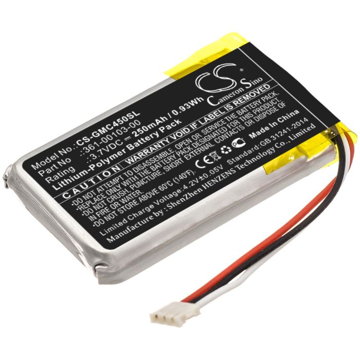 Garmin navigaattorin Dash Cam 45 / Dash Cam 56 yhteensopiva akku 250mAh