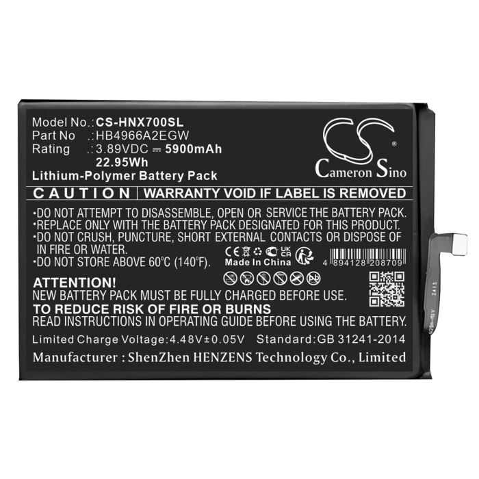 Honor puhelimen X7B / CLK-LX1 yhteensopiva akku 5900mAh