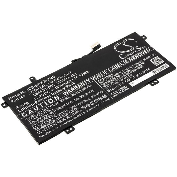 HP kannettavan tietokoneen Chromebook X360 12B-CA0000NG / Chromebook X360 12B-CA0000NS yhteensopiva akku 4950mAh