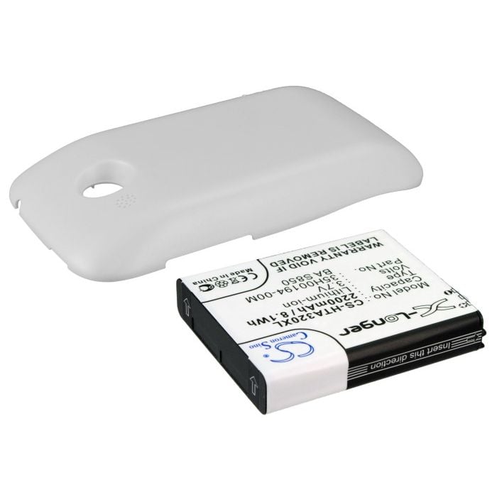 HTC Desire C, A320E, Extended With White Color Back Cover yhteensopiva akku - 2200mAh.