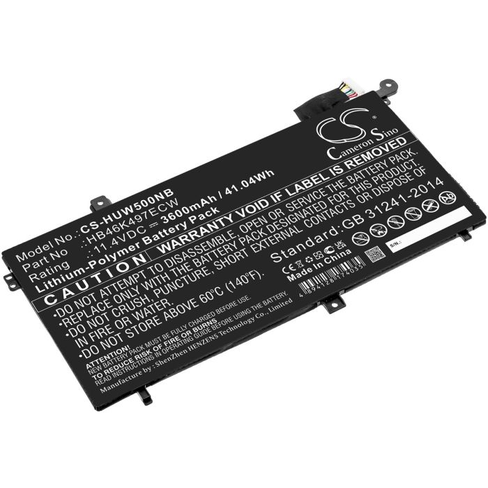 Huawei kannettavan tietokoneen 53010BAJ / MateBook D yhteensopiva akku 3600mAh