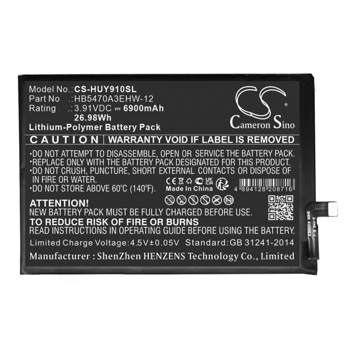 Huawei puhelimen STG-LX1 / STG-LX2 yhteensopiva akku 6900mAh