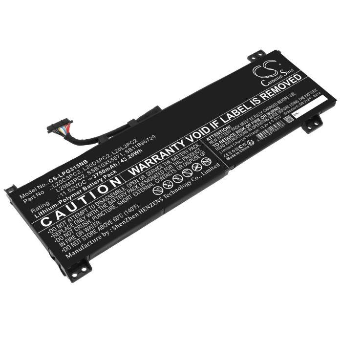 Lenovo kannettavan tietokoneen IdeaPad Gaming 3 15ACH6 82K201EVMX / IdeaPad Gaming 3 15ACH6 82K20098ID yhteensopiva akku 3750mAh