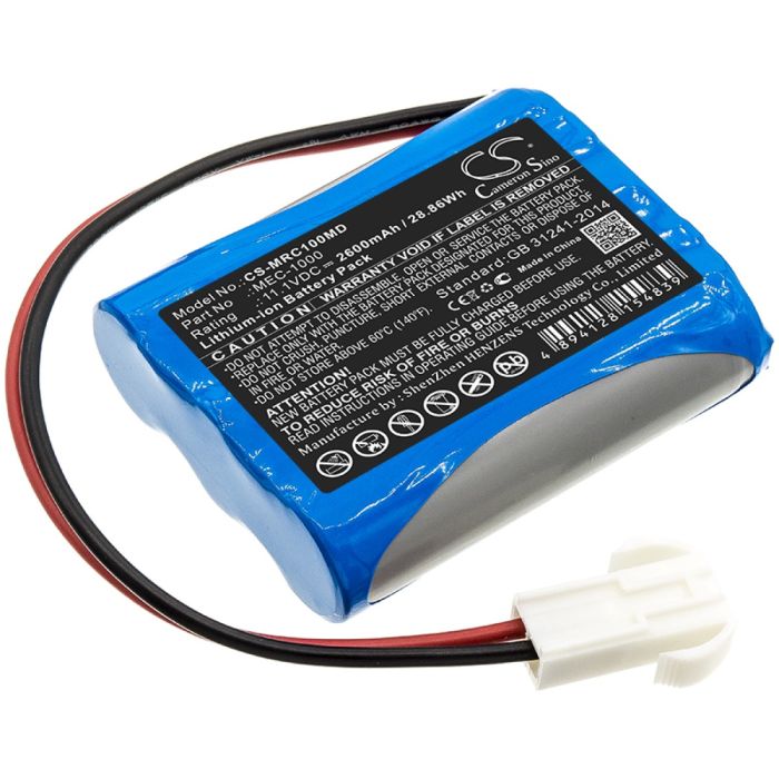 Mindray lääketieteellisen laitteen MEC-1000 yhteensopiva akku 2600mAh