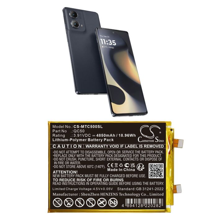 Motorola puhelimen Moto Edge 2024 / Moto Edge 2024 5G yhteensopiva akku 4850mAh
