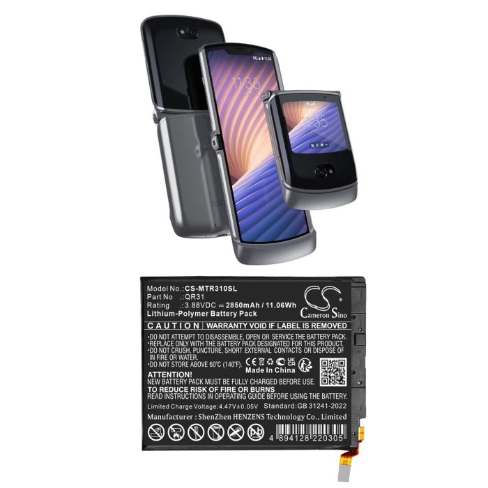 Motorola puhelimen RAZR 50d 5G 2024 / Razr 2024 5G yhteensopiva akku 2850mAh