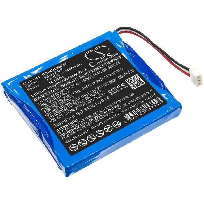 Ideal tutkimuslaitteen 33-892 / 33-892 Securitest Pro Tester yhteensopiva akku 1900mAh
