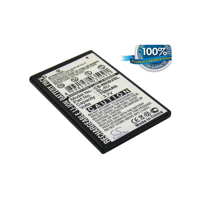 Nokia BL-6U yhteensopiva akku 750 mAh