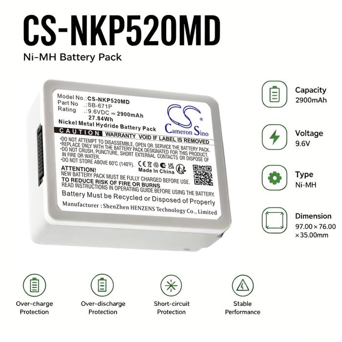 Nihon Kohden lääkintälaitteen BSM1700, BSM-3000 yhteensopiva akku 2900mAh