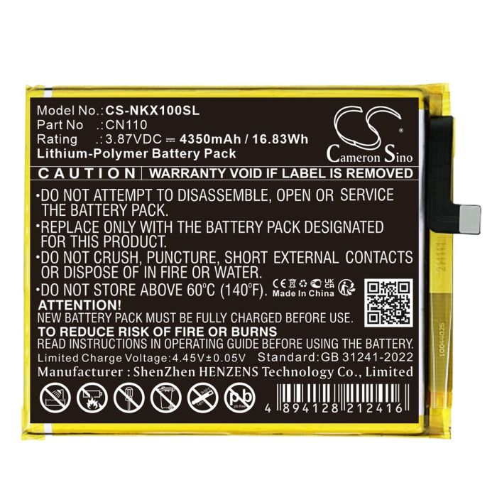 Nokia puhelimen CX10 / TA-1332 yhteensopiva akku 4350mAh
