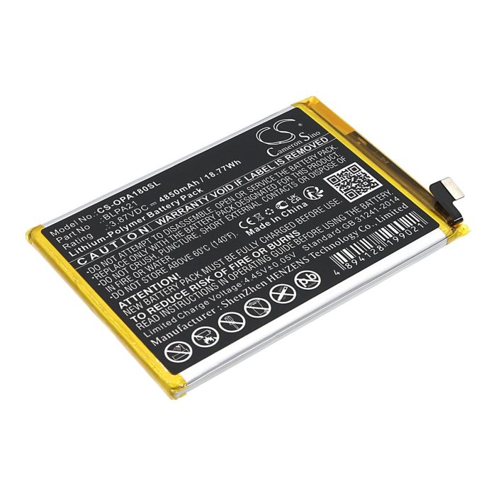 OPPO puhelimen A18 / CPH2591 yhteensopiva akku 4850mAh