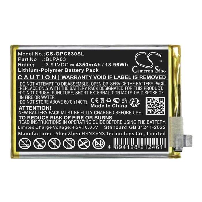 OPPO puhelimen RMX3939 / Realme C61 yhteensopiva akku 4850mAh