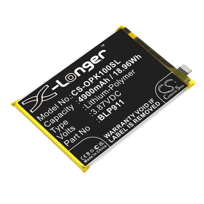 OPPO älypuhelinten CPH2373 / K10 yhteensopiva akku 4900mAh
