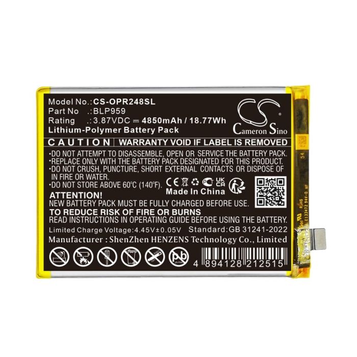 OPPO puhelimen CPH2481 / Reno8 T yhteensopiva akku 4850mAh