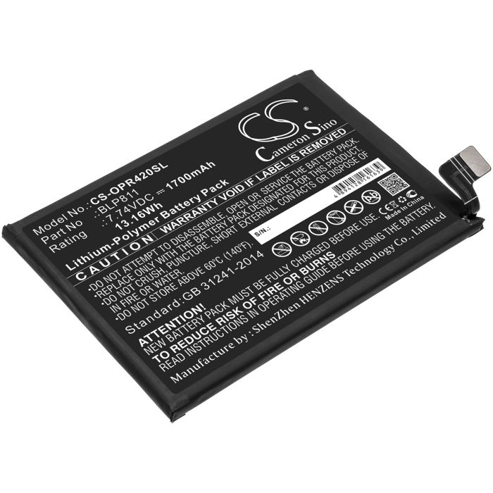 OPPO älypuhelinten Reno4 SE / Reno5 yhteensopiva akku 1700mAh