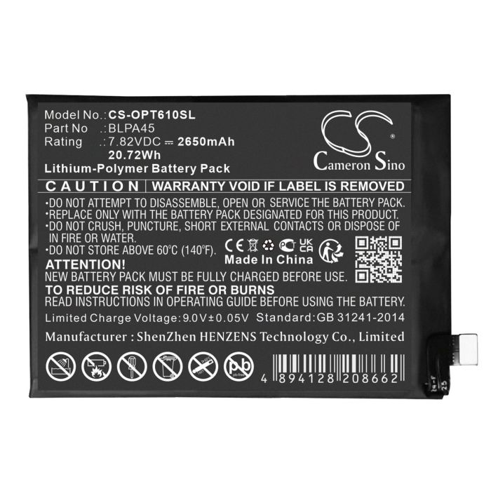 OPPO puhelimen Realme GT Neo6 SE yhteensopiva akku 2650mAh
