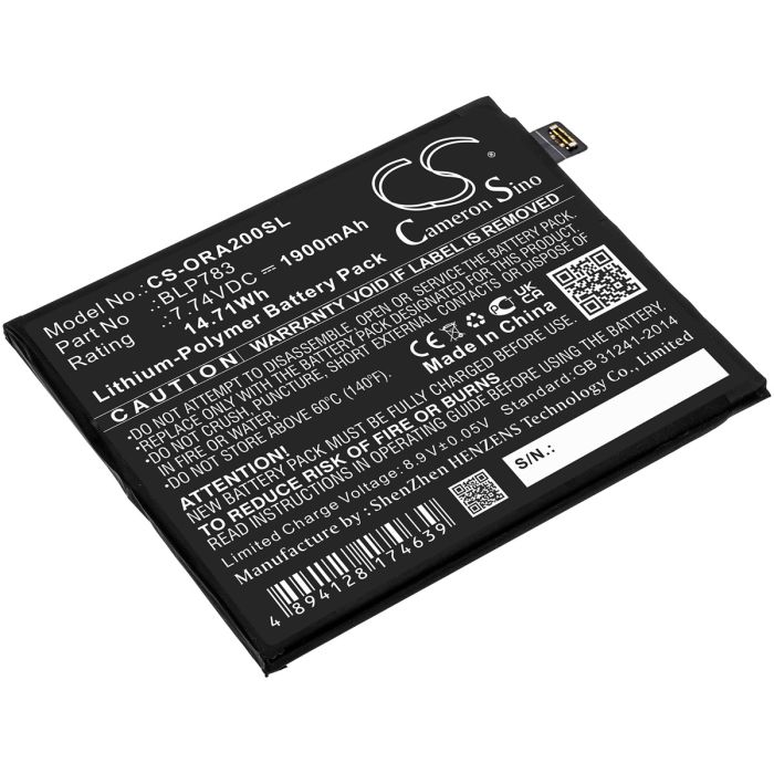 OPPO älypuhelinten Ace2 2020 / PDHM00 yhteensopiva akku 1900mAh