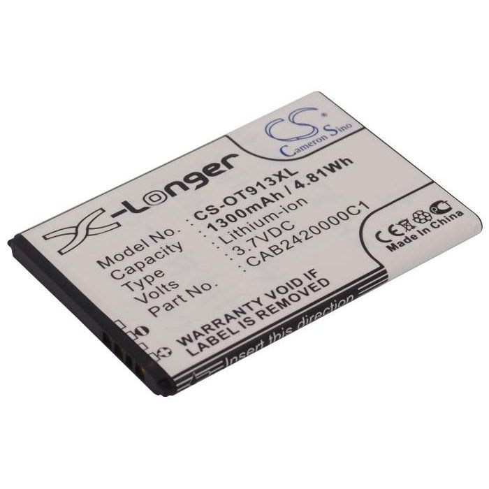 Alcatel One Touch 913, One Touch 913D, One Touch 927 akku 1300mAh/4.81Wh