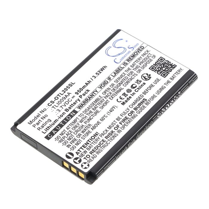 Alcatel matkapuhelimen OT-2038X, OT-2053D yhteensopiva akku 950mAh