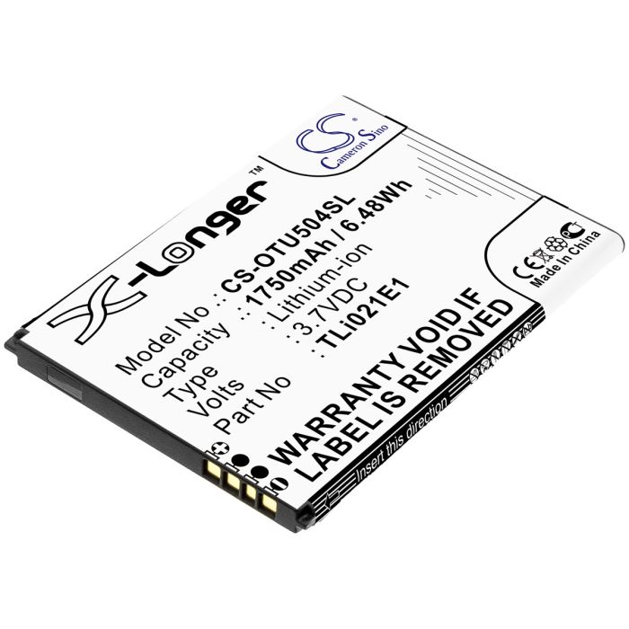 Alcatel älypuhelinten OT-5047U / U5 HD yhteensopiva akku 1750mAh