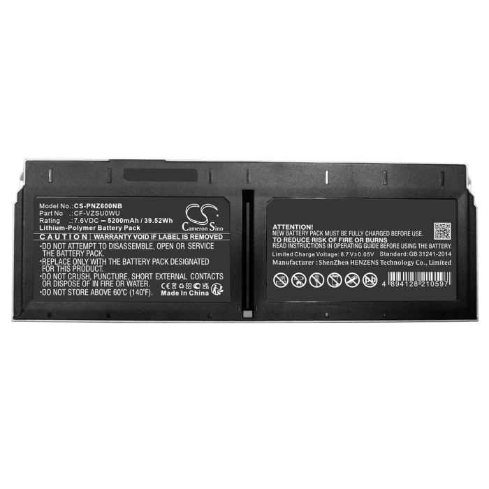 Panasonic kannettavan tietokoneen CF-XZ6 / CF-XZ62 yhteensopiva akku 2600mAh