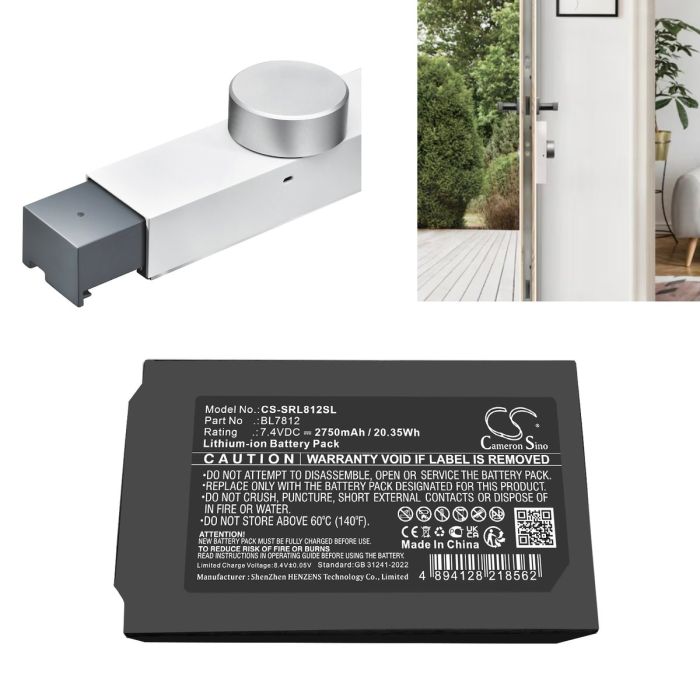 Somfy koirapannan 1241386 / Door Keeper Lock yhteensopiva akku 2750mAh