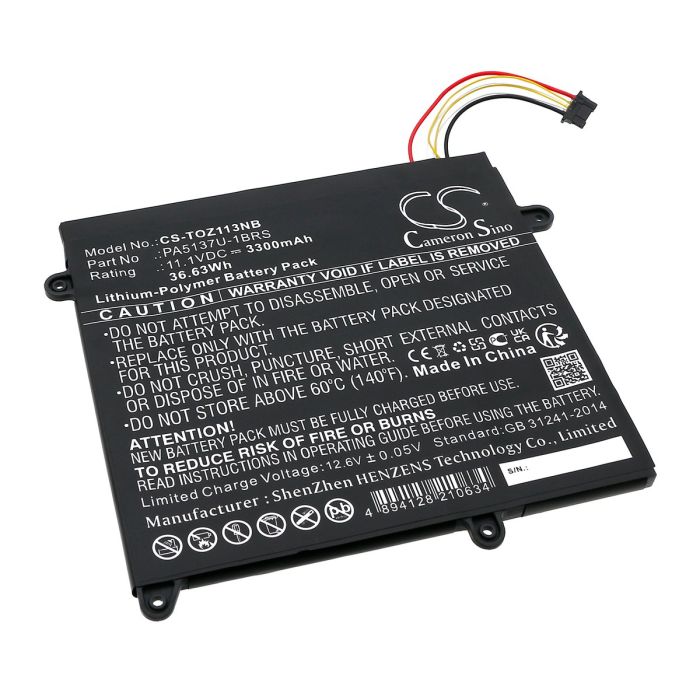 Toshiba tabletin Portege Z10T-A, Portege Z10T-A-102 yhteensopiva akku 3300mAh