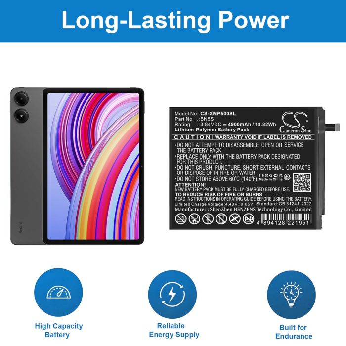 Redmi tabletin Pad Pro yhteensopiva akku 4900mAh
