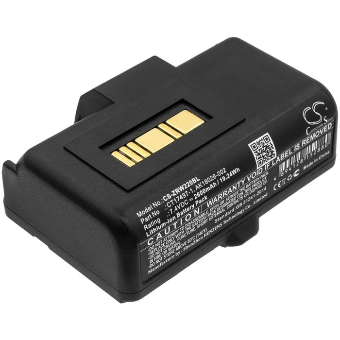 Zebra kannettavien tulostimen RW220 / RW320 yhteensopiva akku 2600mAh