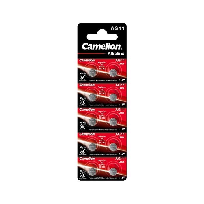 Camelion AG11, LR721, LR58, 162, SR721W, GP62A, 362 nappiparisto 10 kpl pakkaus