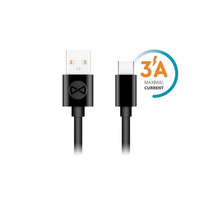 Forever USB-C kaapeli 3A 1m, musta