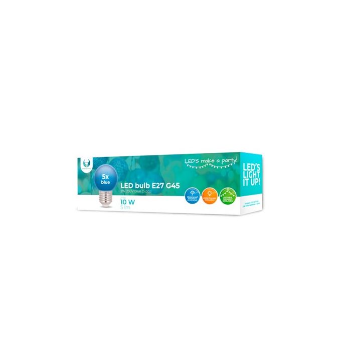 Forever Light LED E27 G45, 2W, 5 lm, 5 kpl pakkaus - Sininen