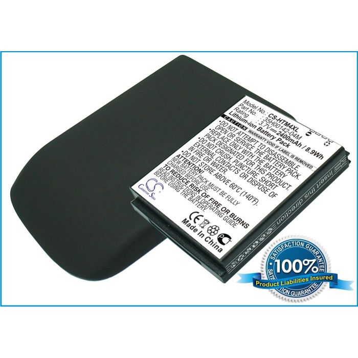HTC myTouch 4G Extended With Back Cover yhteensopiva akku - 2400 mAh HTC myTouch 4G Extended With Back Cover yhteensopiva akku - 2400 mAh