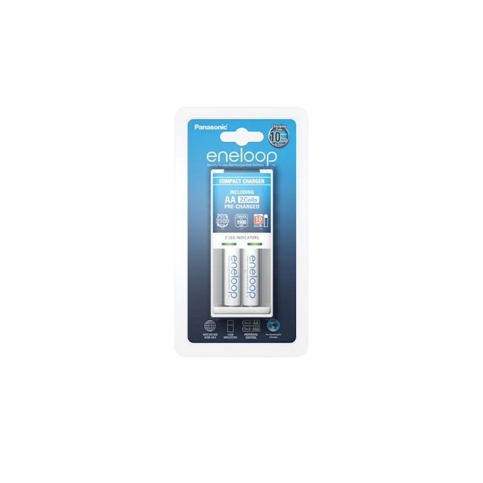Panasonic BQ-CC50 Laturi AA & AAA akuille + 2 kpl R6/AA Eneloop 1900 mAh