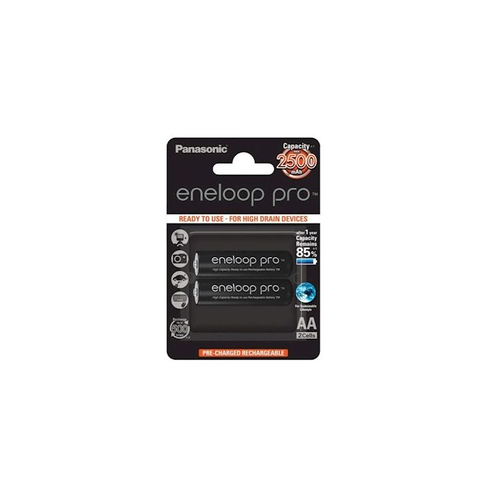 Panasonic Eneloop Pro R6 / AA 2500 mAh ladattava akku BK-3HCDE– 2 kpl
