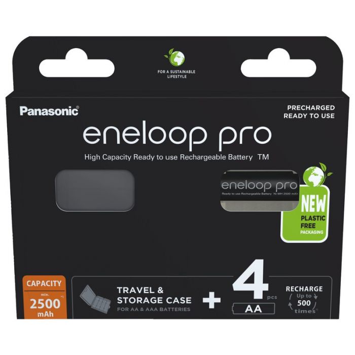 Uusi Panasonic Eneloop Pro R6 / AA Akkuparisto BK-3HCDEC4BE 2500mAh - 4 kpl