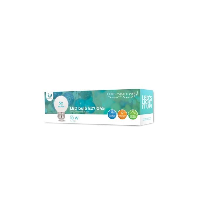 Forever Light LED E27 G45, 2W, 5 lm, 5 kpl pakkaus - Valkoinen