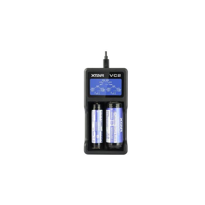 XTAR VC2 Li-ion Akkuparistolaturi USB-liitännällä & digitaalisella näytöllä