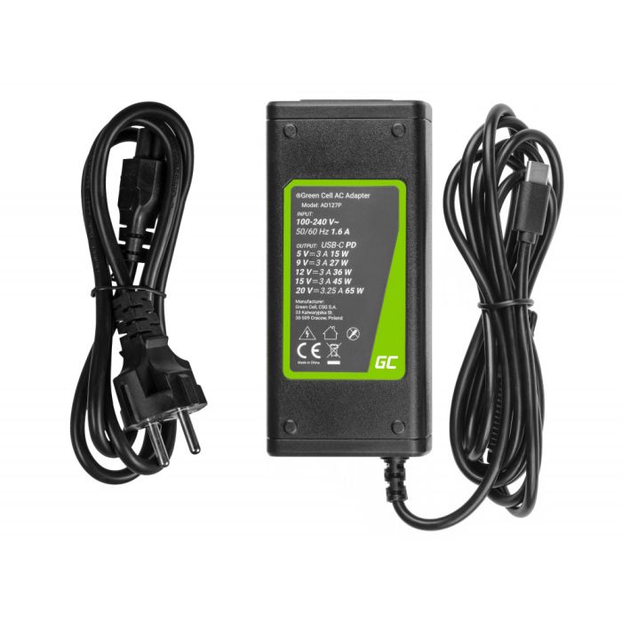 Green Cell Laturi / Verkkovirtalähde USB-C 65W kannettaville tietokoneille