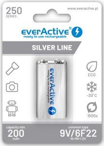 everActive 9V / 6F22 ladattava Ni-MH akkuparisto 250 mAh