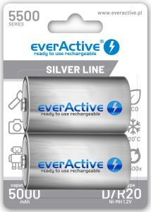 everActive D / R20 ladattava Ni-MH akkuparisto 5500 mAh 2 kpl