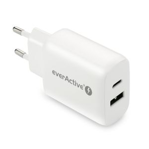 everActive SC-370Q verkkolaturi 25 W PD, 1 × USB-A + 1 × USB-C
