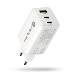everActive SC-655Q verkkolaturi 65 W PD, 1 × USB-A + 2 × USB-C