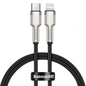 Baseus Cafule Metal USB-C -  USB Lightning kaapeli 25cm 2.4A - musta