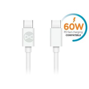 Forever USB-C - USB-C kaapeli 3A 1m 20W, valkoinen